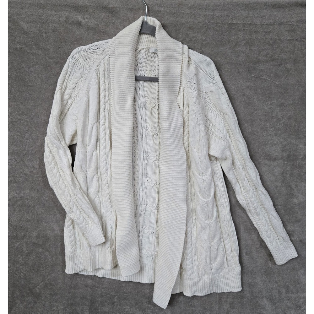 Haven Well Within Cable Knit Flyaway Cardigan Sweater Medium‎ Ivory Chunky